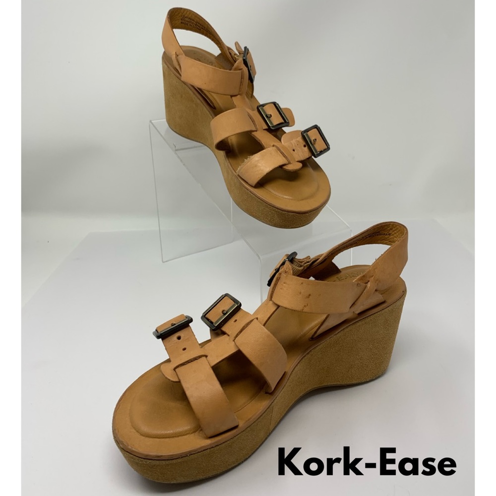 Kork-Ease Tan Strappy Wedge Sandals